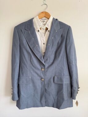 Escada Margaret Ley gorgeous blue wool blazer. Deadstock - w original tags!